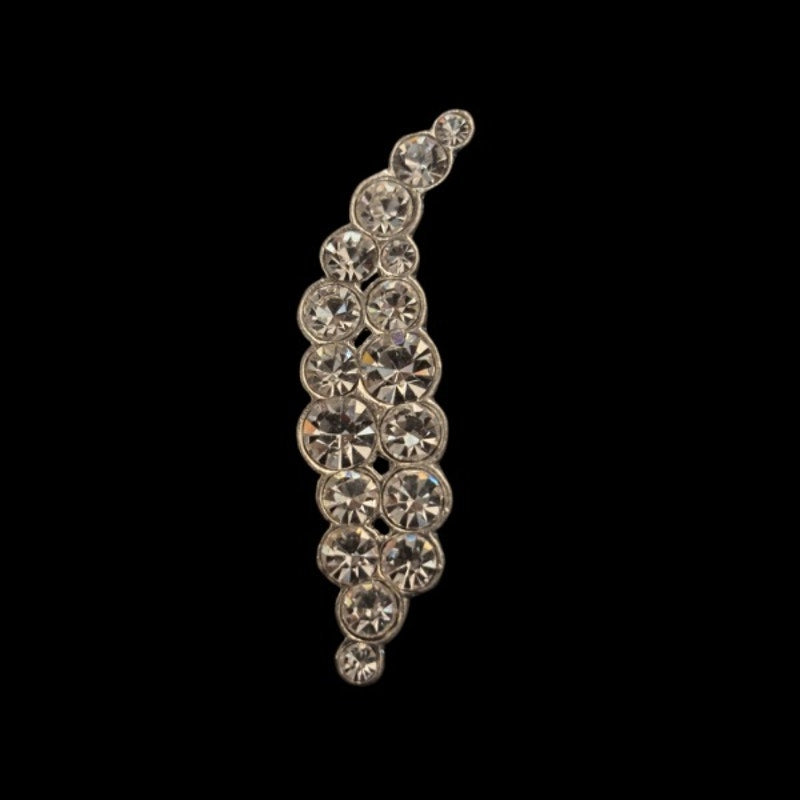 Vintage Clear Rhinestone Studded Silver Toned Leaf Brooch