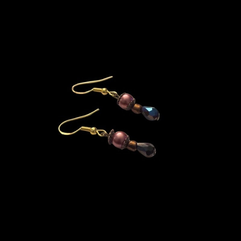Princess Tears | Dainty Pink Pearl & Colorshift Blue/Purple Drop Earrings