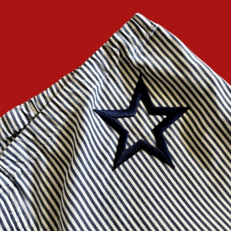 Vintage Navy Star Patch Blue and White Striped Cotton Lounge Pants (L)