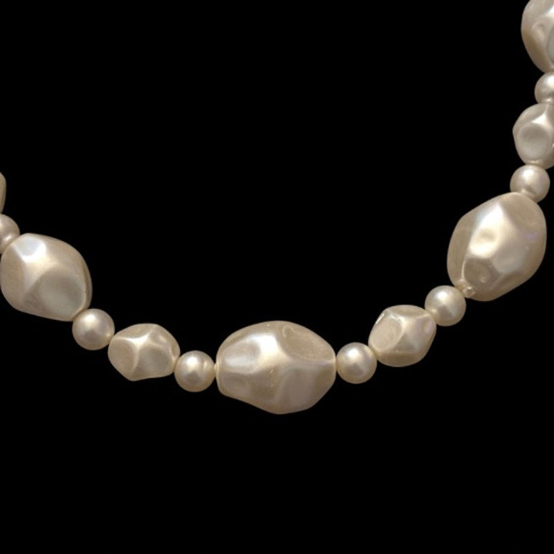 Chunky Mock Baroque Pearl Choker Necklace | Handmade with Vintage Beads
