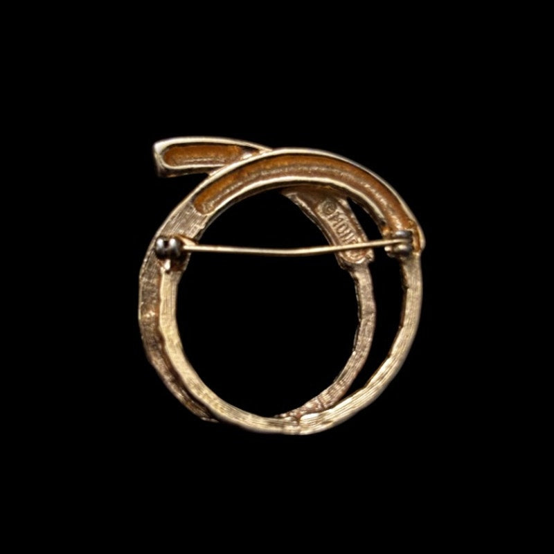 Vintage Gold Toned Braided Rope Lasso Brooch Pin