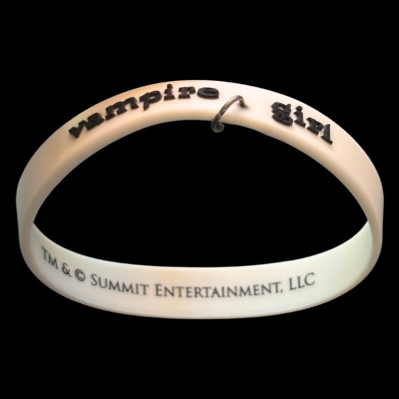 White & Black “Vampire Girl” Silver Cullen Crest Rubber Charm Bracelet
