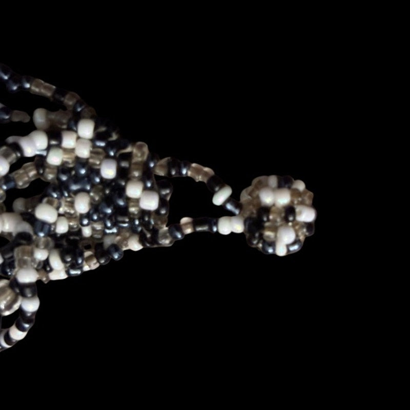 Vintage Beaded Funky Black and White Bracelet