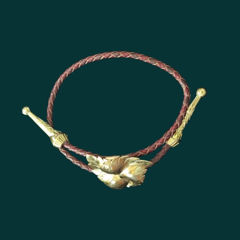 Upcycled Vintage Gold Toned Leaf Bolo Bracelet
