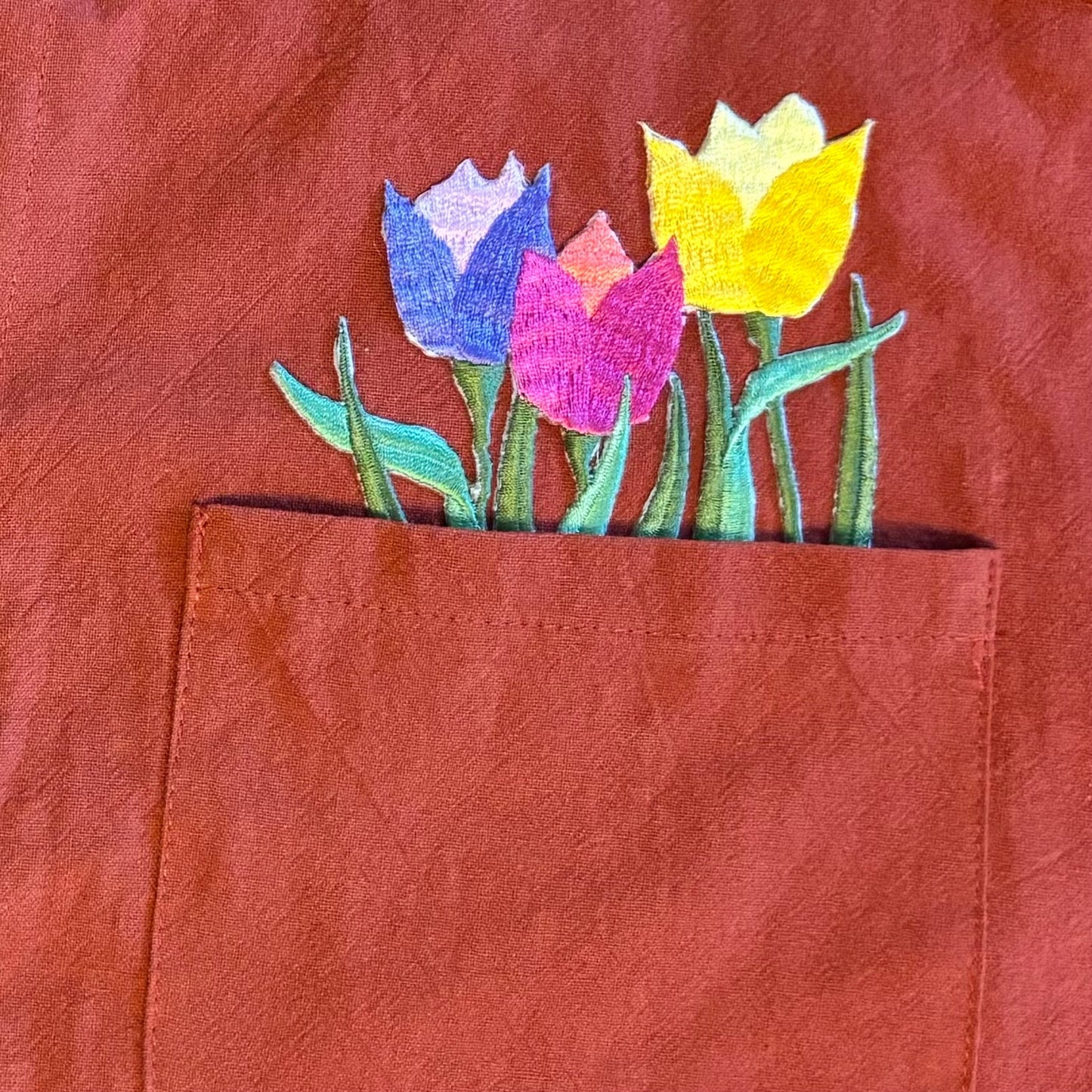 Vintage Tulip Patch Pocket Burnt Orange Mini Shorteralls (M)