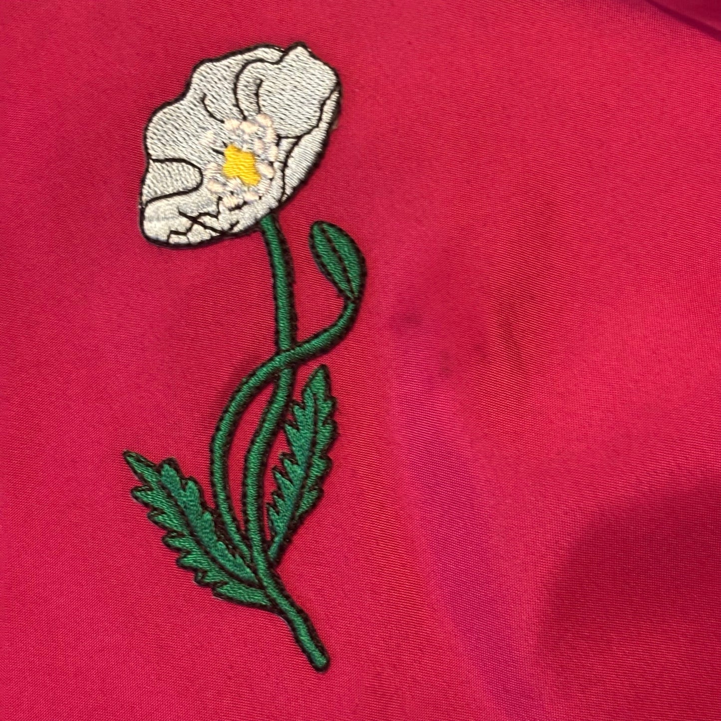 Vintage Light Blue Poppy Patch Embellished Hot Pink Camisole (Large)