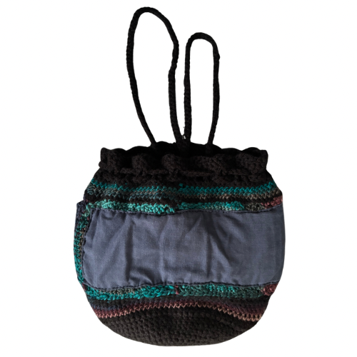 Retro Crocheted Granny Square Drawstring Pouch Bags | Made by Maya