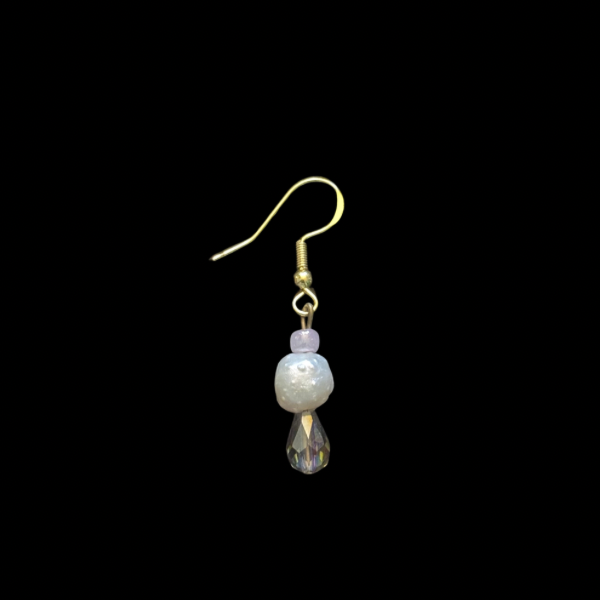 Mermaid Princess Tears | Costume White Baroque Pearl & AB Clear/Blue Drop Earrings