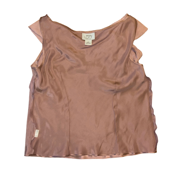 Mauve Pink 100% Silk Sleeveless Blouse with Silver Rhinestone Brooch (6P)