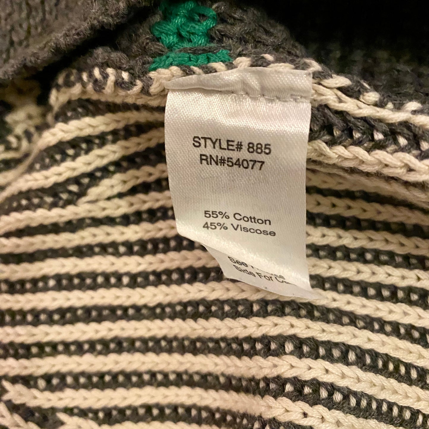 🔔 CAbi Green/Grey/White Trident Knit Sleeveless Sweater Vest Tunic (L)