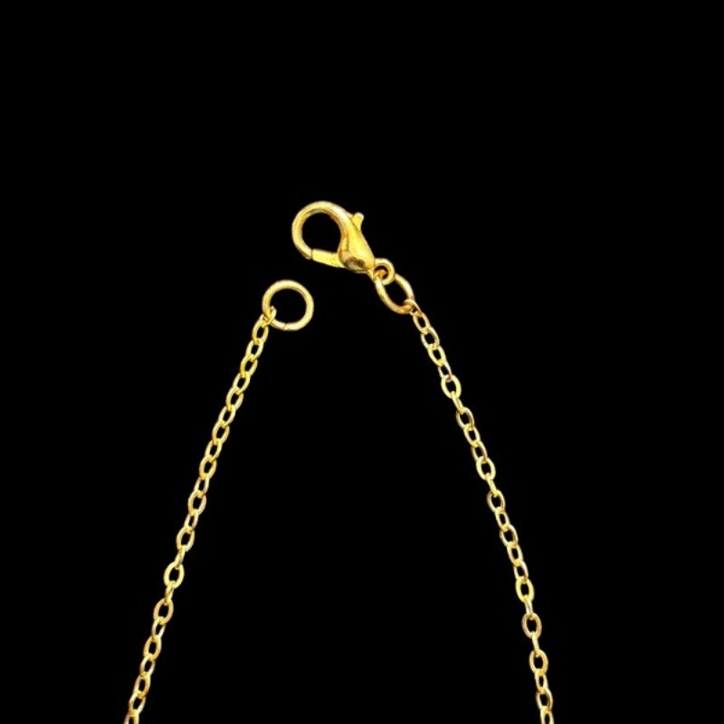 Gold Hello Kitty & Red Four Leaf Clover Charm Layered Drop Pendant Necklace