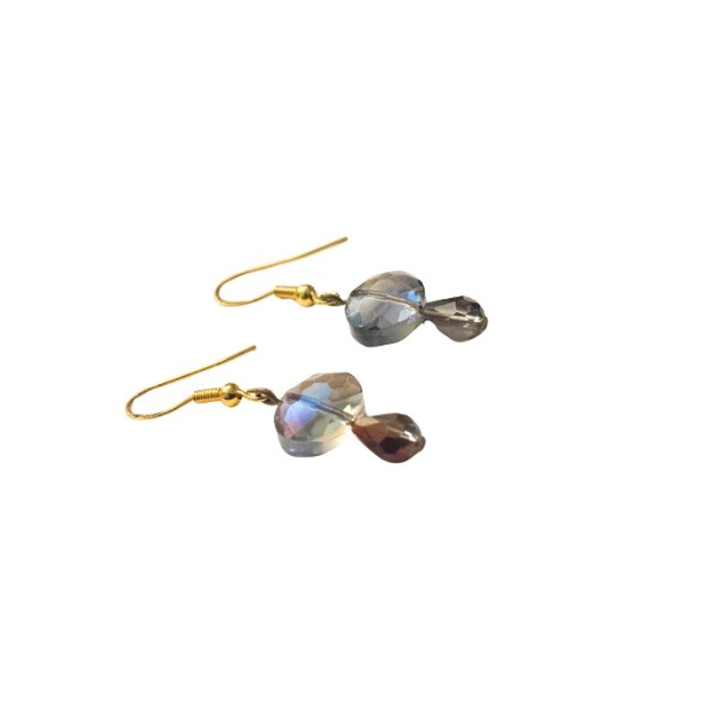 Fairy Tears | Oval AB Sky Blue Crystal & Colorshift Purple/Bronze/Silver Drop Earrings