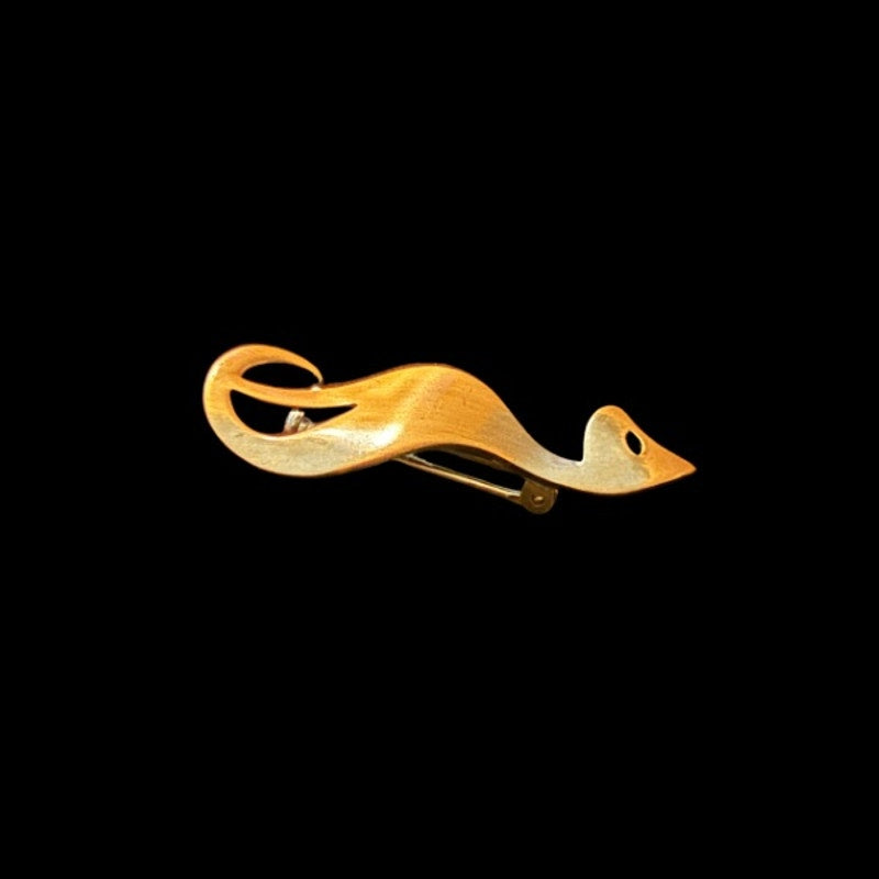Vintage Small Minimalist Copper Cat Pin