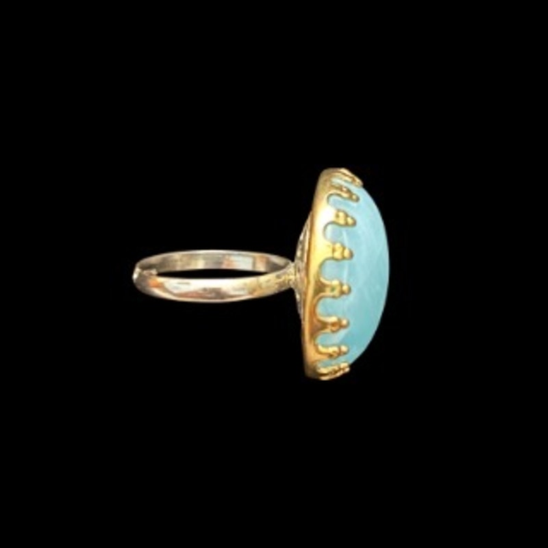 Shimmery Aqua Blue Upcycled Vintage Earring Ring