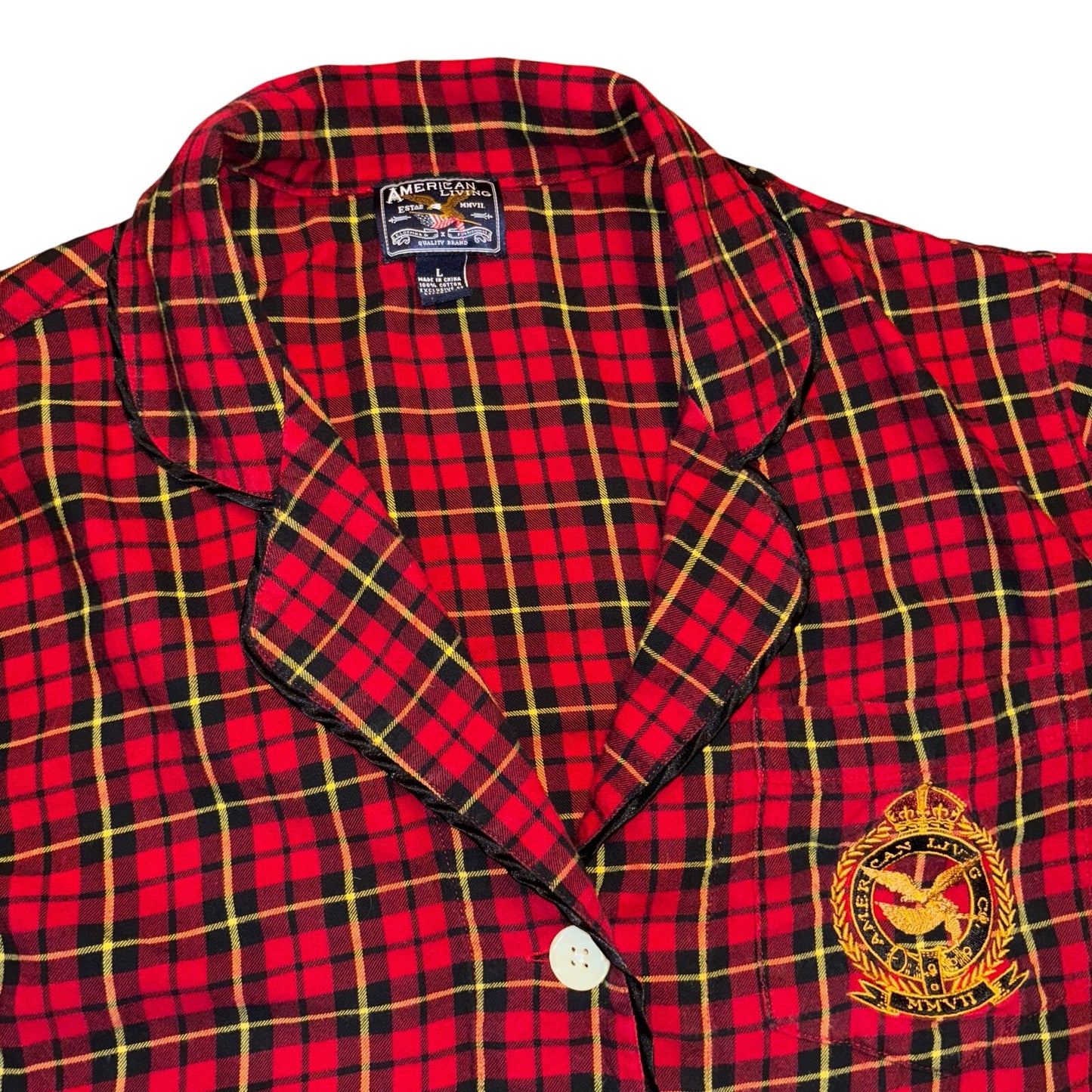 American Living Classic Cotton Red Plaid Flannel Pajama Set (L)