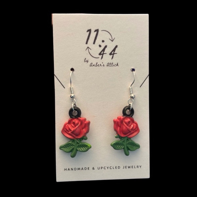 Pink Handpainted Y2K Pink Rose Charm Earrings