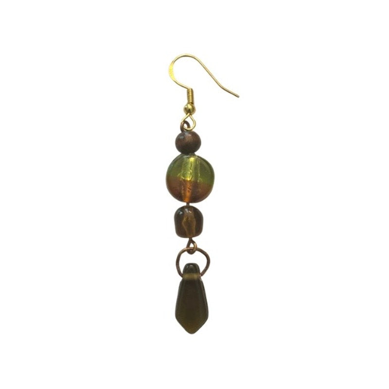Autumnal Glow Mismatched Beaded Drop Earrings