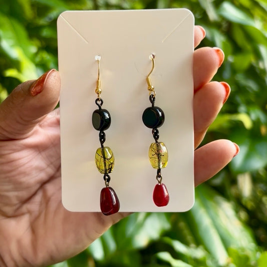 Sunnydale | Black, Yellow, & Red Beaded Drop Earrings