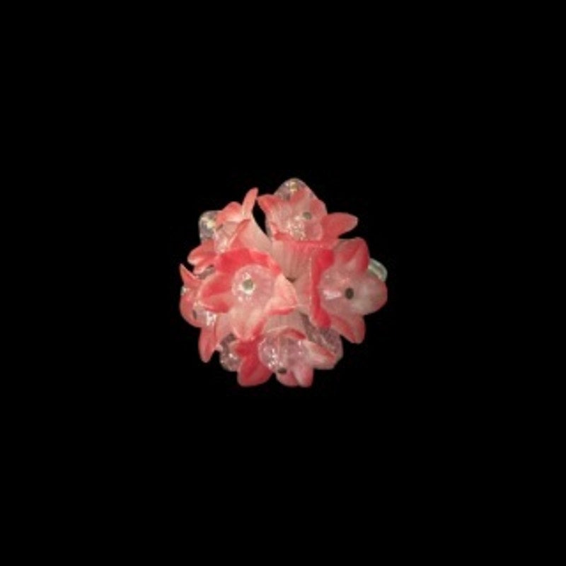 Pink Lily Cluster Upcycled Vintage Earring Ring (7-8)