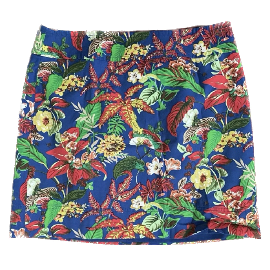 Cobalt Blue Tropical Print Pencil Skirt  (12)