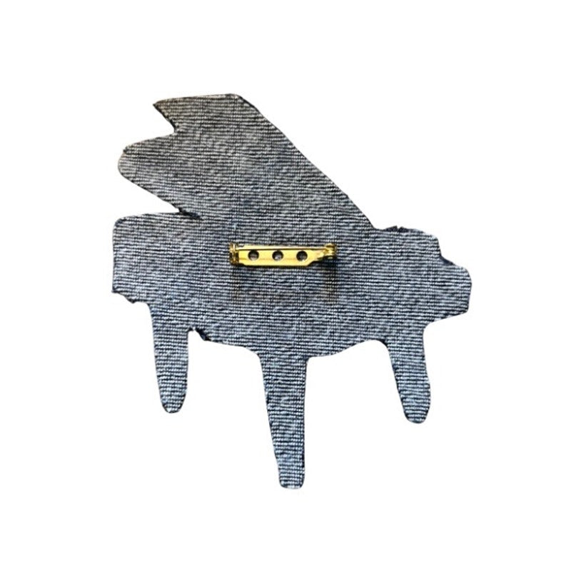 Black and Gold Grand Piano Vintage Embroidered Patch Pin