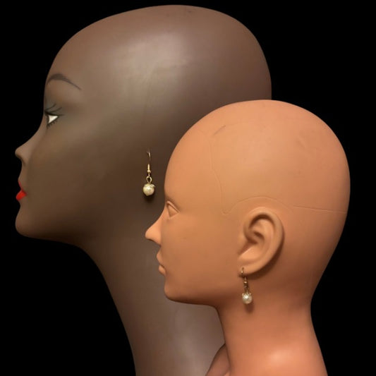 Dainty White Mock Pearl Drop Earrings | Upcycled Vintage
