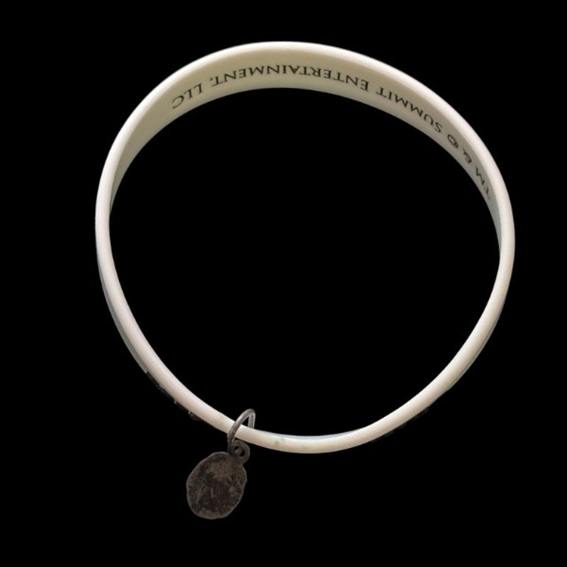 White & Black “Vampire Girl” Silver Cullen Crest Rubber Charm Bracelet