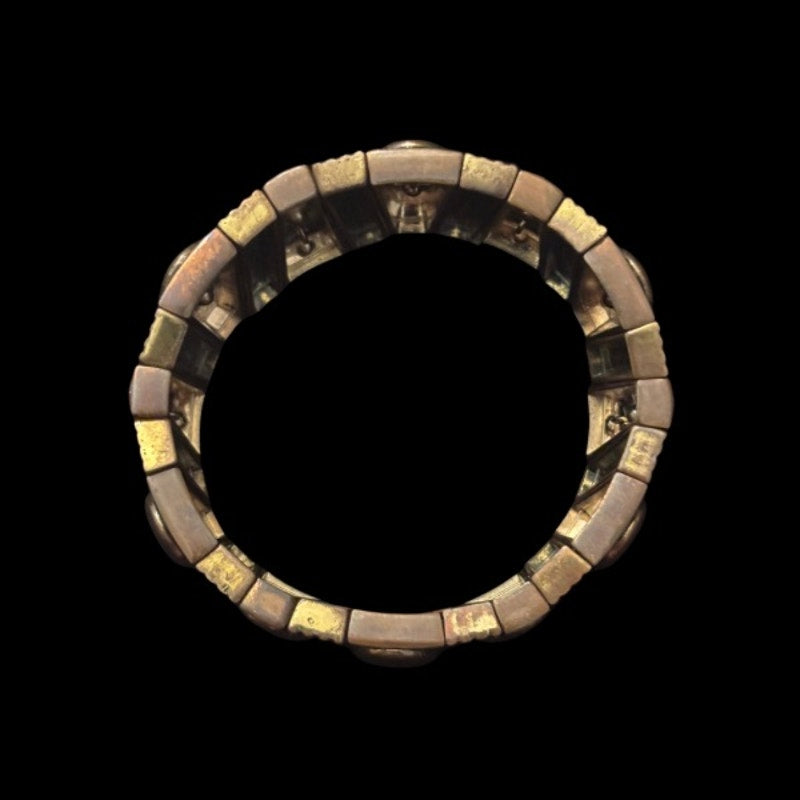 Vintage Art Deco Bronze and Gold Toned Metal Stretch Bracelet