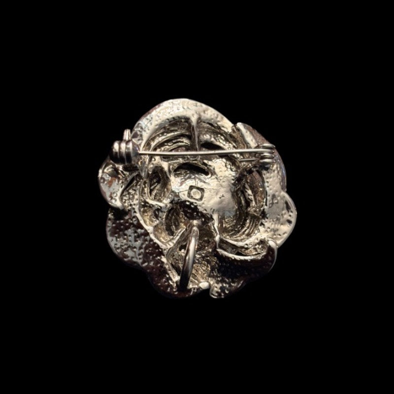 Vintage AB Rhinestone Silver Toned Rose Pendant/ Brooch