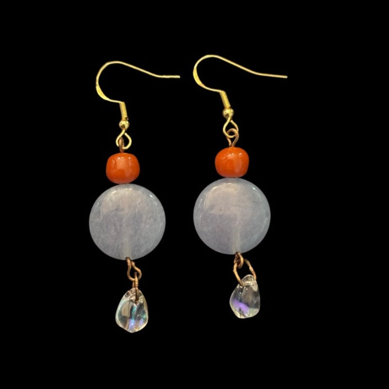 OOAK Beach Sunset Glass Bead Drop Earrings | Handmade