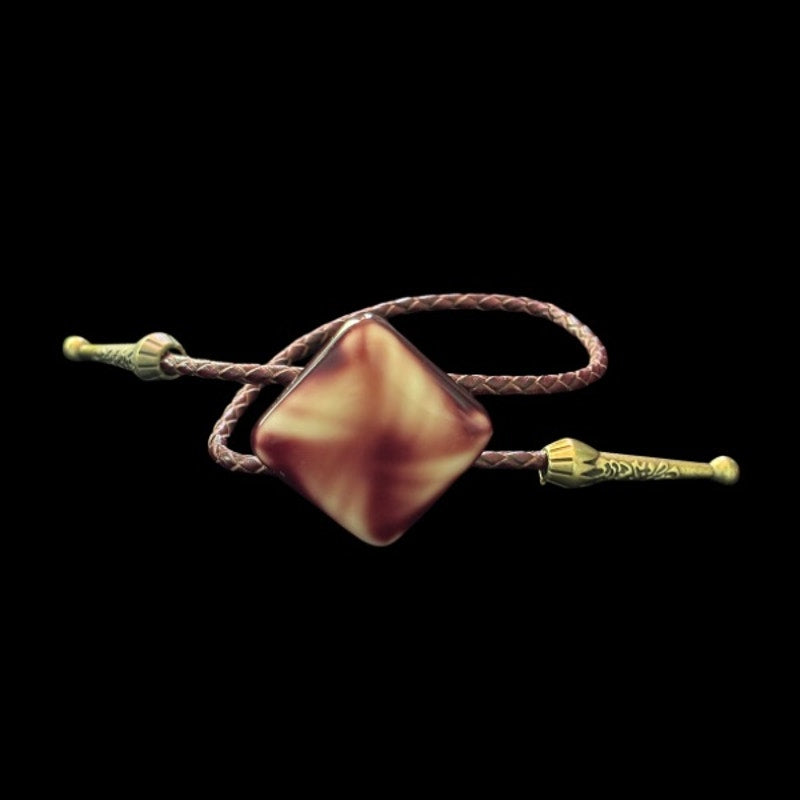 Upcycled Vintage Burgundy Cream Pinwheel Swirl Diamond Bolo Bracelet