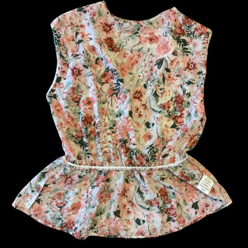 NWT Pink & Green Watercolor Floral Sleeveless Wrap Blouse (Large)