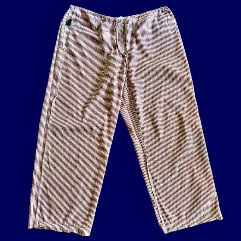 Vintage Navy Star Patch Red and White Striped Cotton Lounge Pants (L)