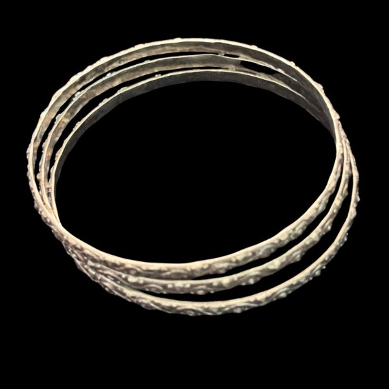 Set of 3 Vintage Textured Silver Bangles