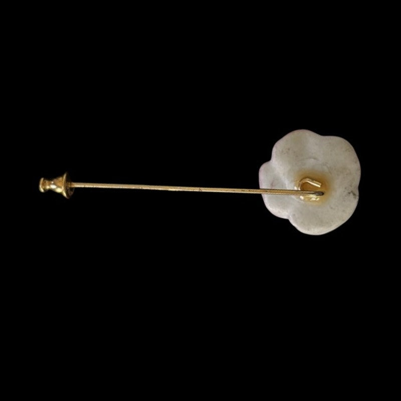 Vintage Pink Pansy Clay Gold-toned Stick Pin
