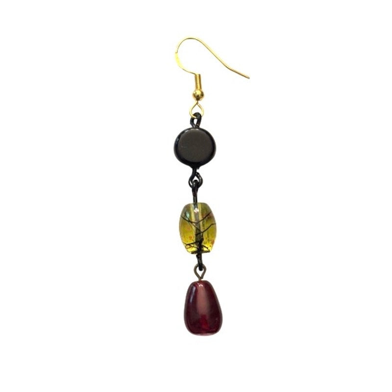Sunnydale | Black, Yellow, & Red Beaded Drop Earrings