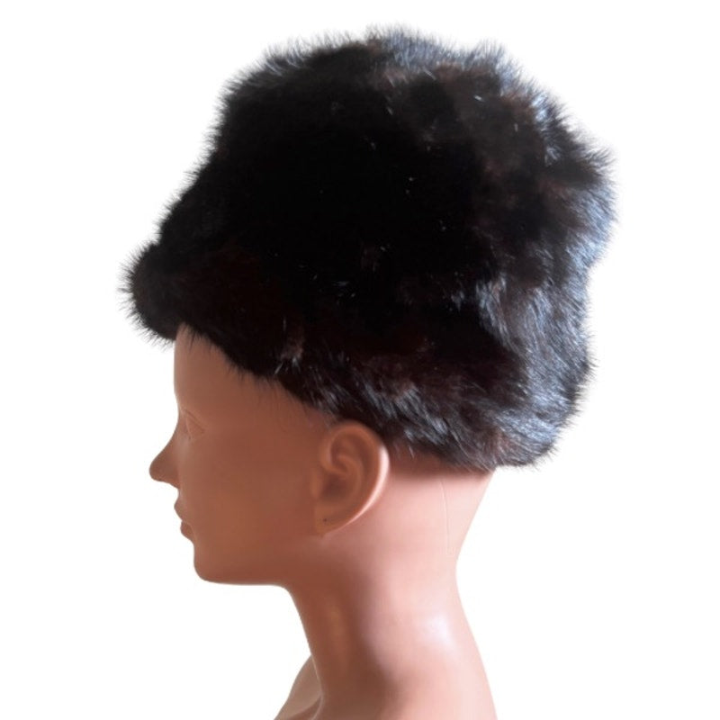 Union Made Vintage Dark Brown Mink Fur Cossack-Style Hat (21.5”)