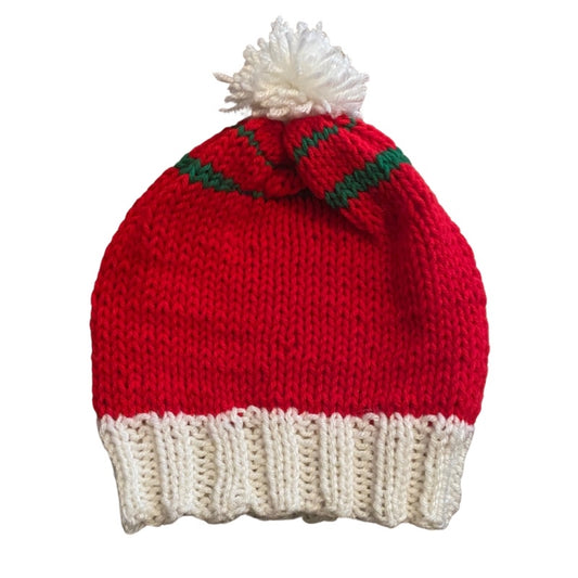 Ho-Ho-Ho Red/Green/White Knit Beanie with Pom-Pom