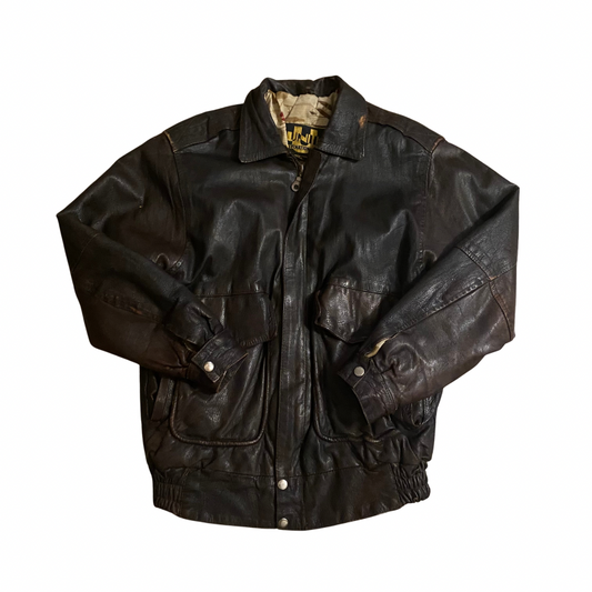 1970’s Distressed Dark Brown Goatskin Leather Flight Jacket (S)