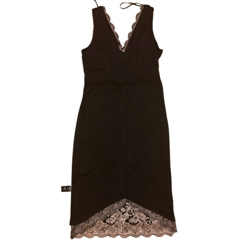 Black & White Gold Sequined Lace Stretch Sleeveless Bodycon Sheath Dress (8)