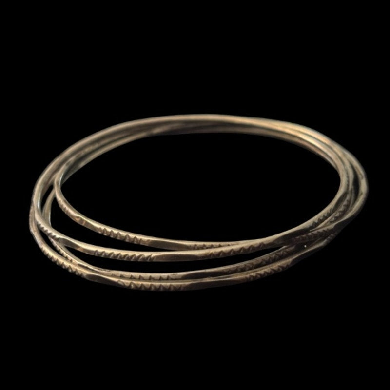 Set of 4 Vintage Slim Sterling Silver Bangles