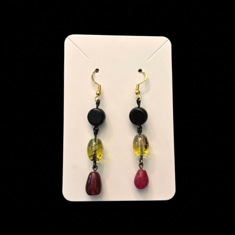 Sunnydale | Black, Yellow, & Red Beaded Drop Earrings