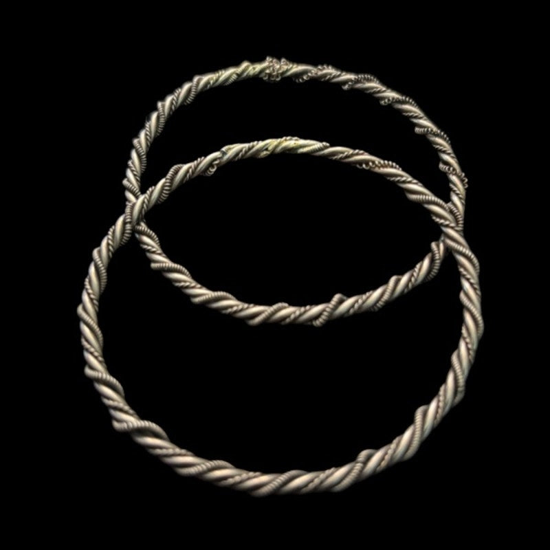 Set of 2 Vintage Silver Wrapped Wire Bangles