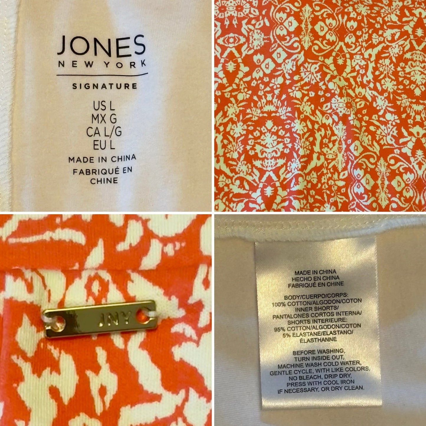 Coral Orange & White Flower Print Split-Hem Skort (L)