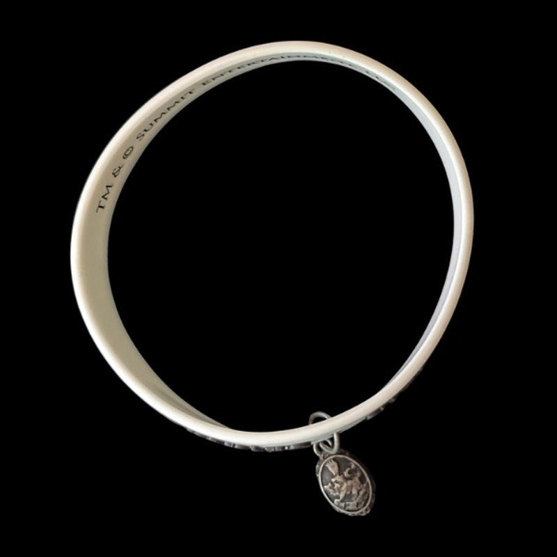 White & Black “Vampire Girl” Silver Cullen Crest Rubber Charm Bracelet