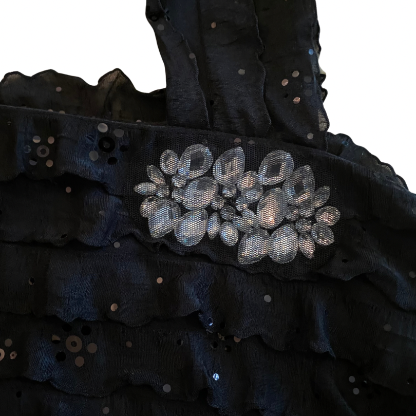 NWT Black & Silver Sequin Ruffle Cocktail Dress  (14)
