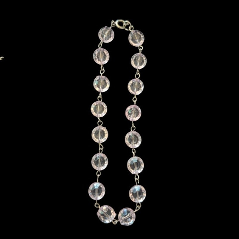 Lavender Purple Crystal Beaded Chain Anklet (L)