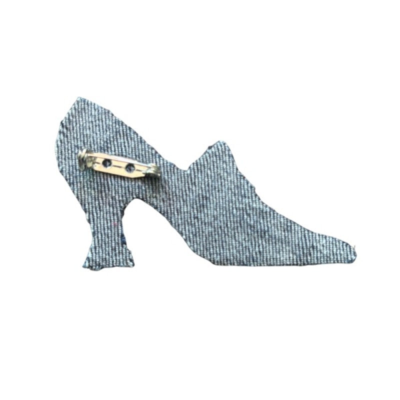 Black and Gold Cheetah Print Pump Vintage Embroidered Patch Pin