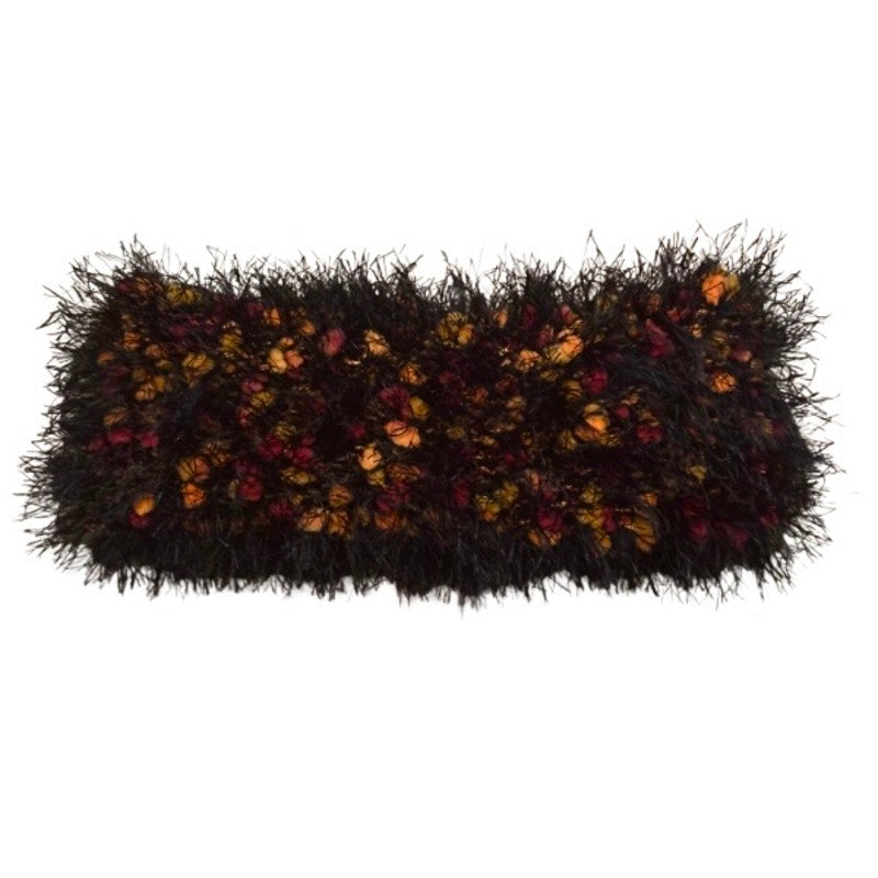 Hand-knit Fuzzy Orange, Red & Black Headband/ Ear Warmer (S/M)