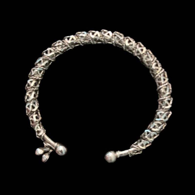 Set of 2 Vintage Silver Twisted Chain Cuff Bangles